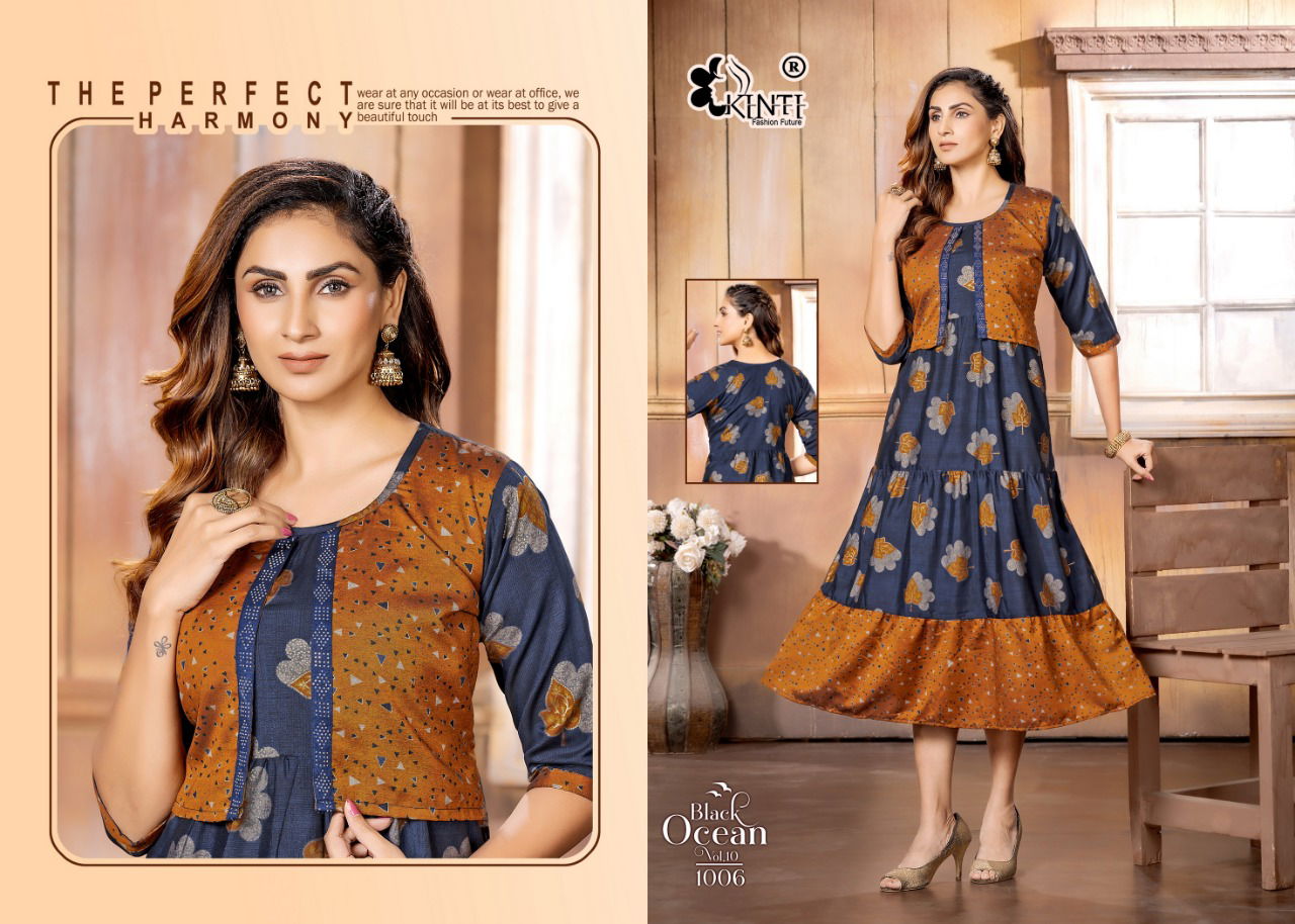 Black Ocean Vol 10 By Kinti Long Designer Kurtis Catalog